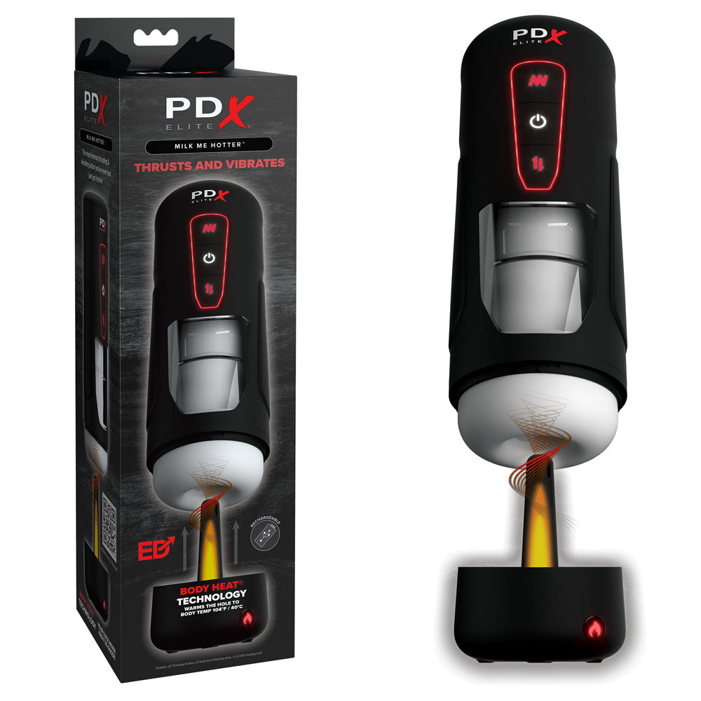 PDX Elite Milk Me Hotter – Heated Thrusting & Vibrating Auto Stroker