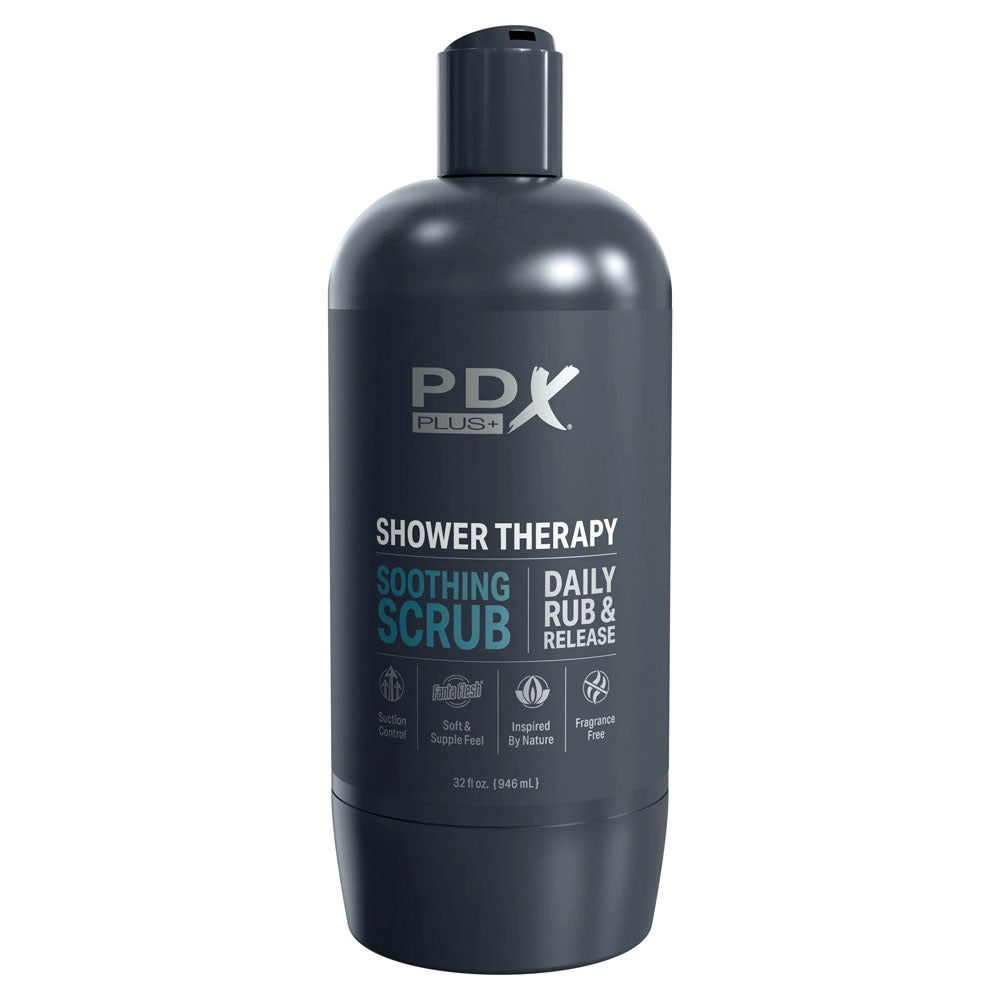 PDX Plus Shower Therapy - Deep Stroker in Discreet Shower Bottle with Suction Cup (Flesh)