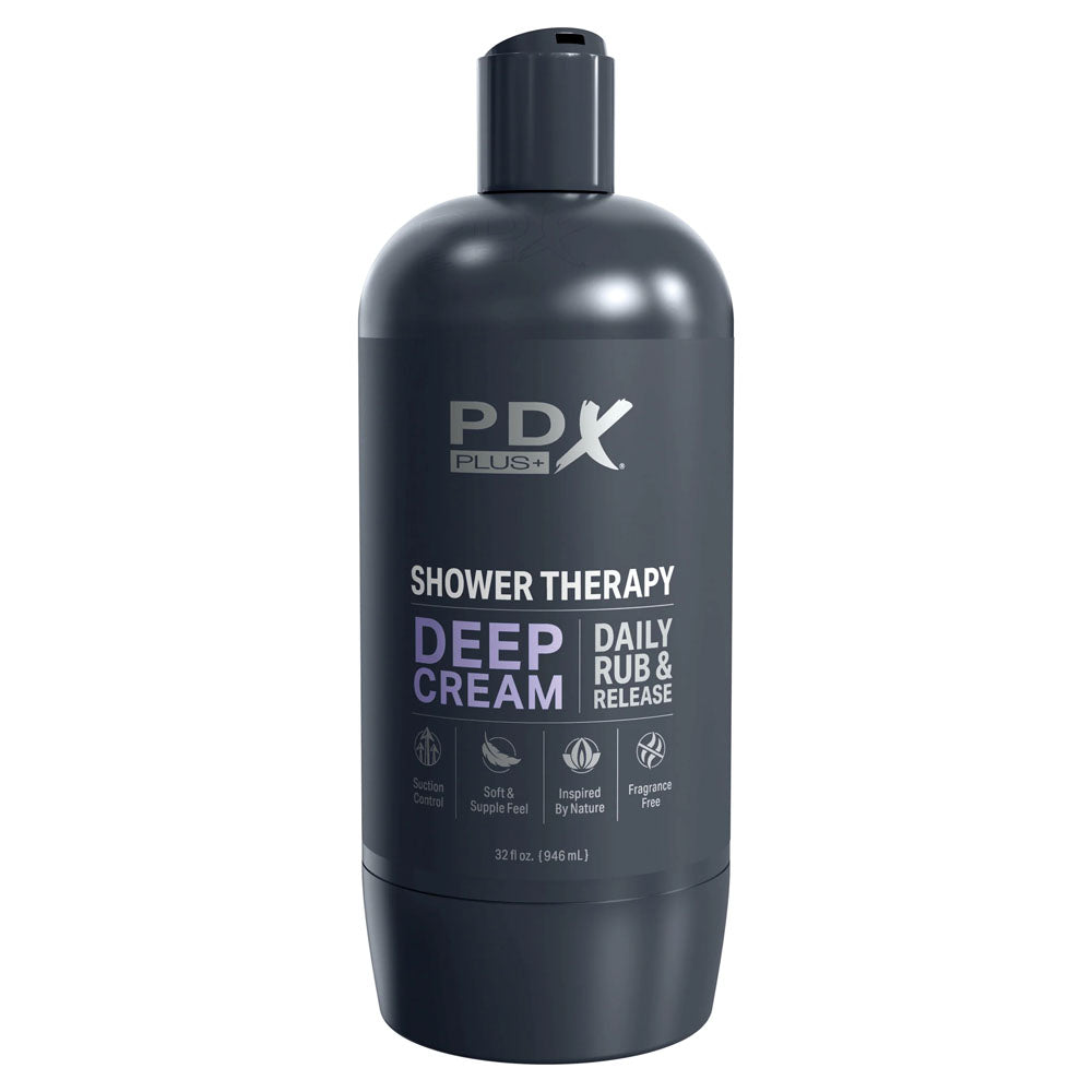 PDX Plus Shower Therapy - Deep Stroker in Discreet Shower Bottle with Suction Cup (Clear)