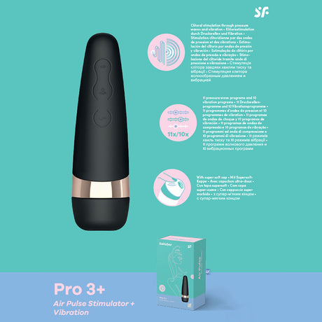 Satisfyer Pro 3+ Air Pulse + Vibration | Waterproof with Soft Silicone