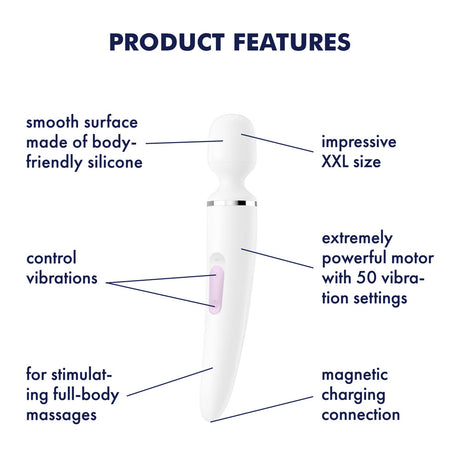 Satisfyer Wand-er Woman Wand Massager - 50 Vibration Settings, Soft Silicone