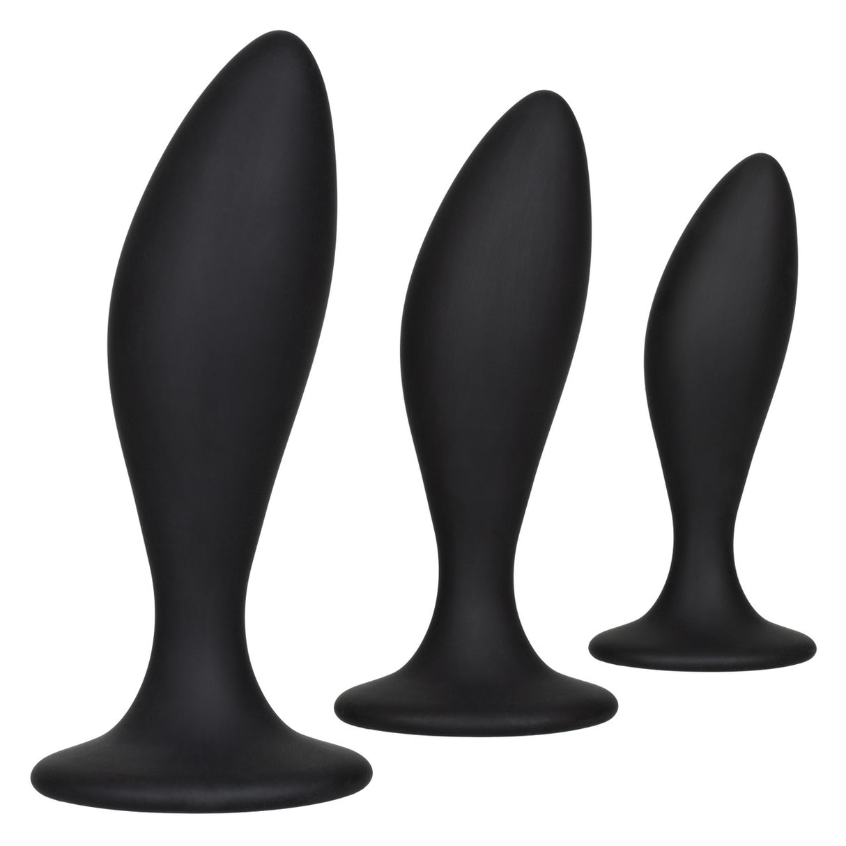 CalExotics Silicone Anal Curve Kit – Graduated Curved Anal Plugs with Suction Base