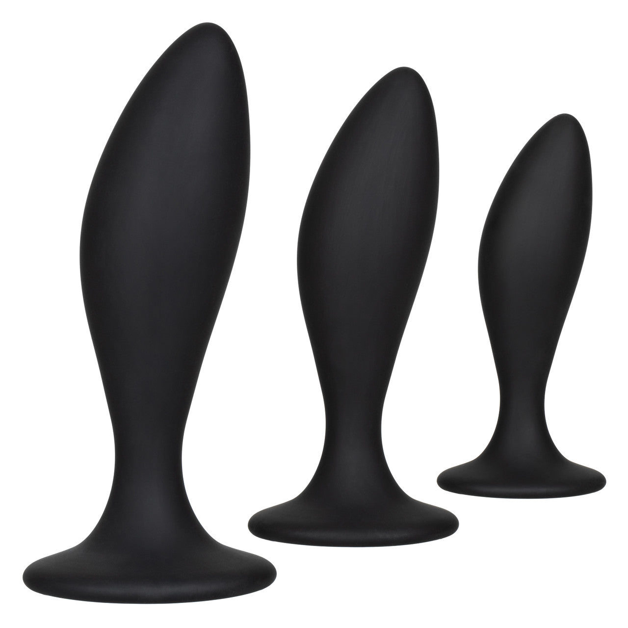 CalExotics Silicone Anal Curve Kit – Graduated Curved Anal Plugs with Suction Base