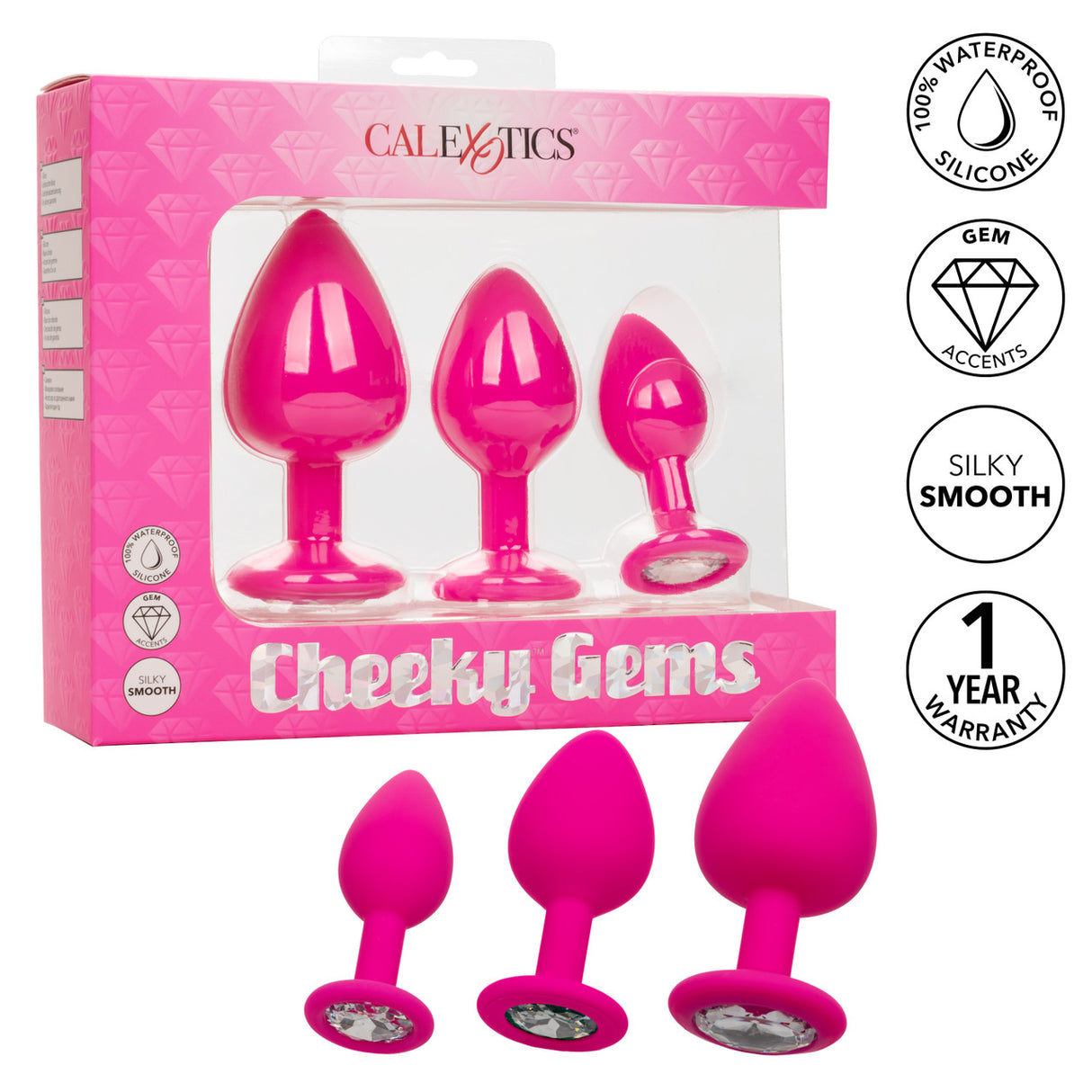 CalExotics Cheeky Gems Set – 3-Piece Graduated Anal Plug Kit