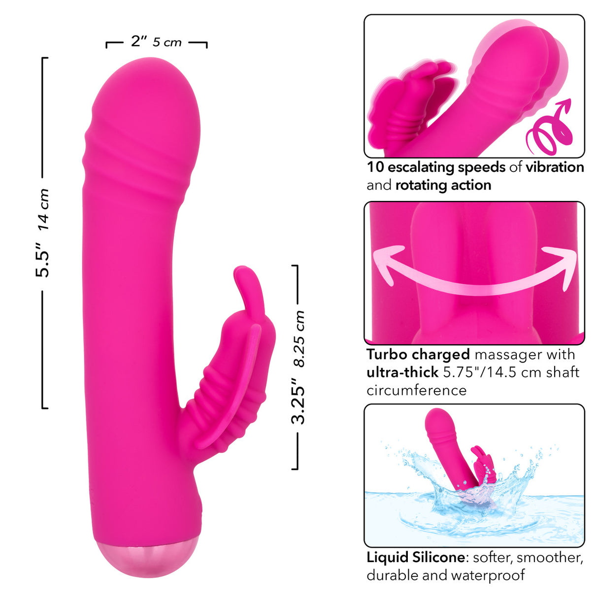 CalExotics Thicc Chubby Rotating Butterfly – Ultra-Thick Triple Motor Rotating Vibrator