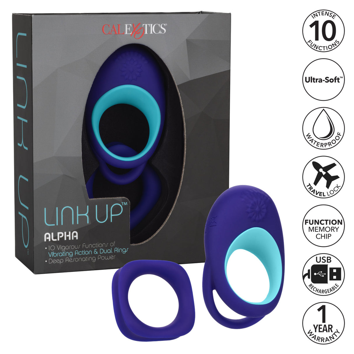 CalExotics Link Up Alpha – Powerful Vibrating Couples’ Ring