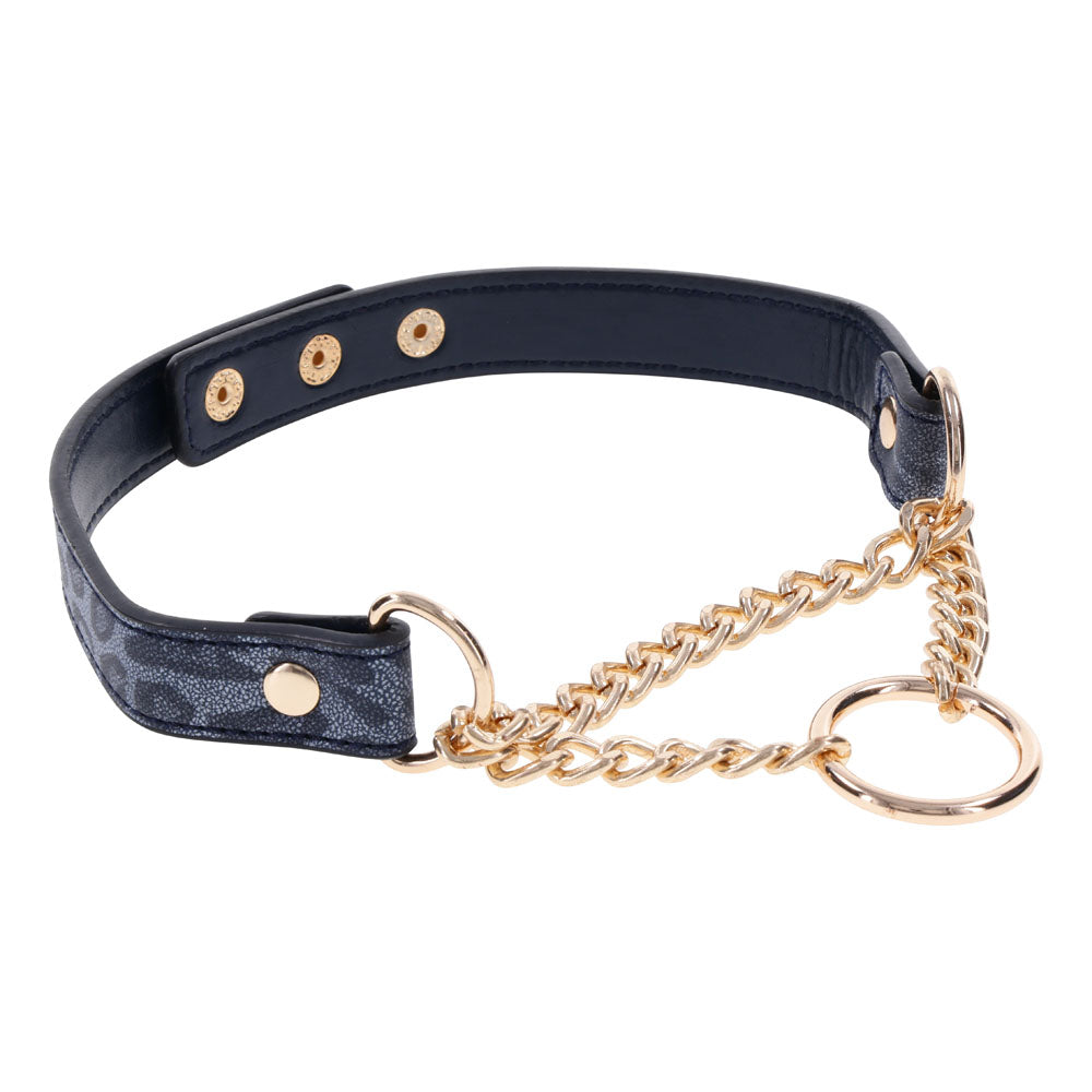 Sex & Mischief Cougar Day Faux Leather Collar - Elegant Gold Ring