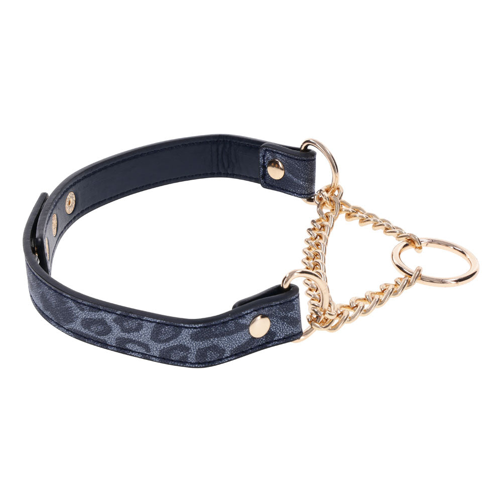 Sex & Mischief Cougar Day Faux Leather Collar - Elegant Gold Ring