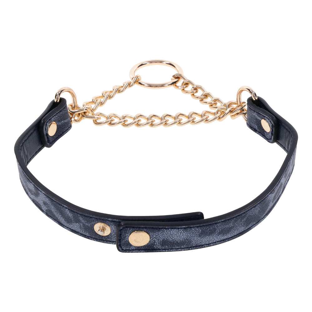 Sex & Mischief Cougar Day Faux Leather Collar - Elegant Gold Ring