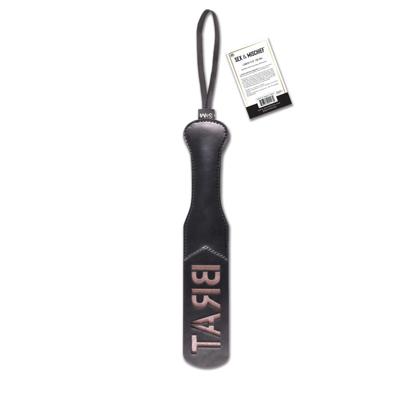 Sex & Mischief Brat Spanking Paddle - Faux Leather with Wrist Loop in Rose Gold