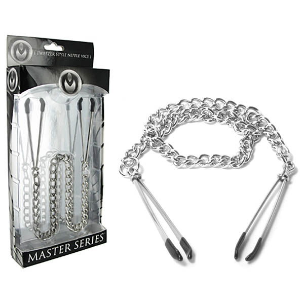 Master Series Reign Tweezer Nipple Clamps with Chain