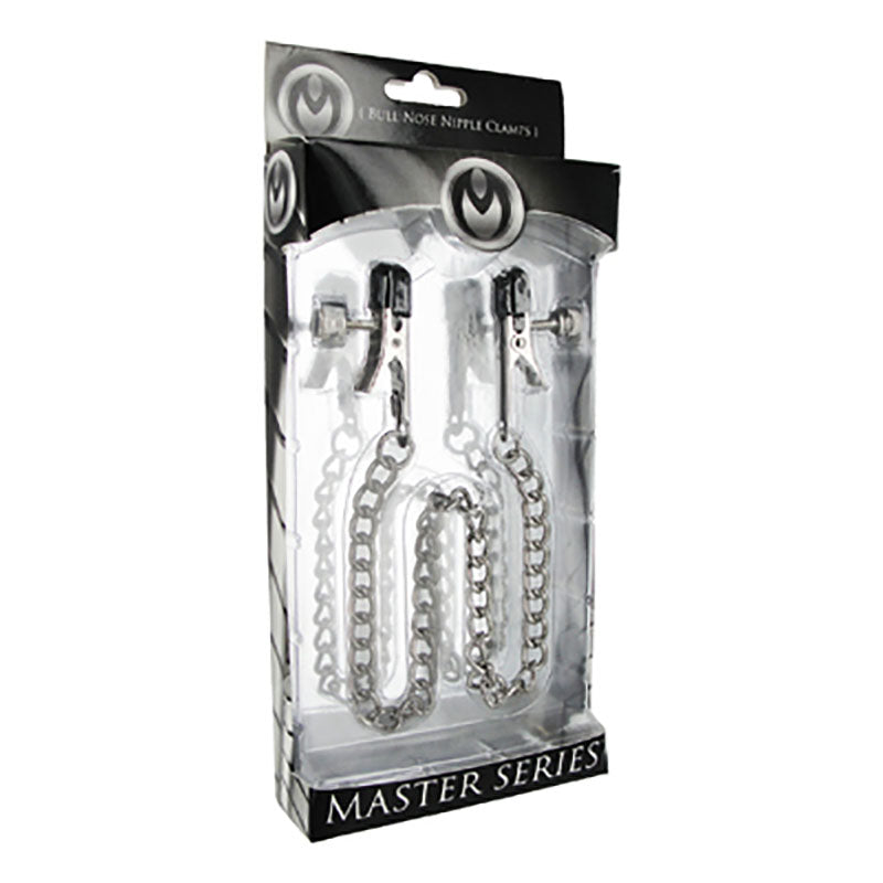 Master Series Ox Bull Nose Adjustable Nipple Clamps with Chain