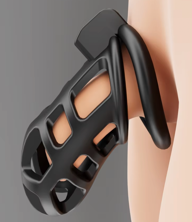 Pleasure Haven Cobra Chastity Cage - 4 Rings & 2 Keys, Breathable Resin