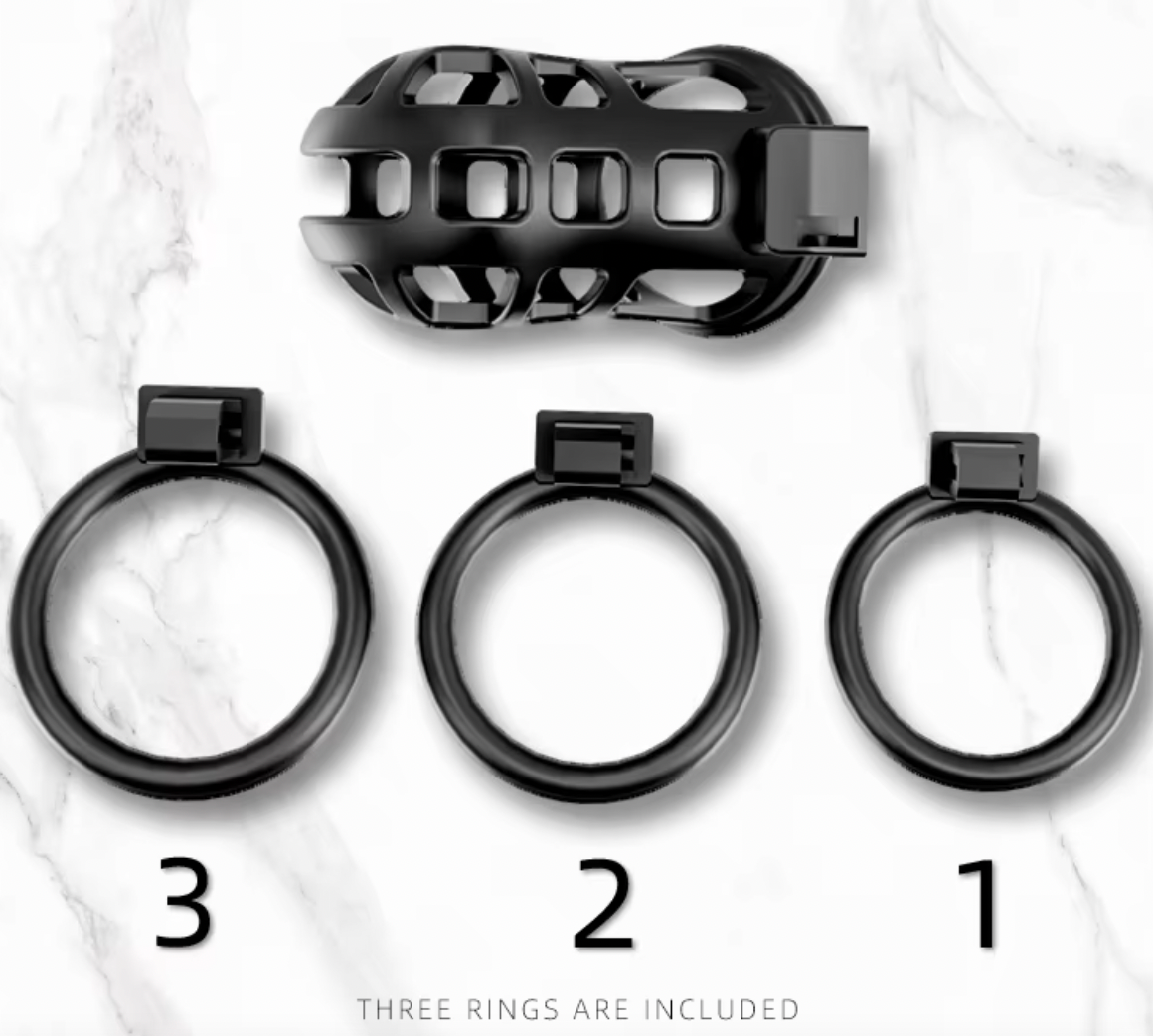 Pleasure Haven Cobra Chastity Cage - 4 Rings & 2 Keys, Breathable Resin