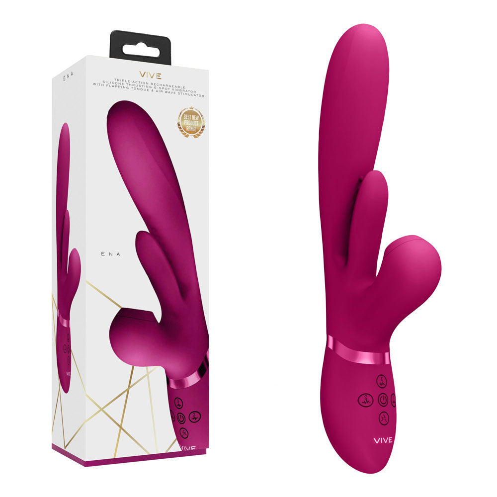 VIVE Ena Thrusting Vibrator - Flapping Shaft & Air Wave Stimulator | Waterproof & Quiet