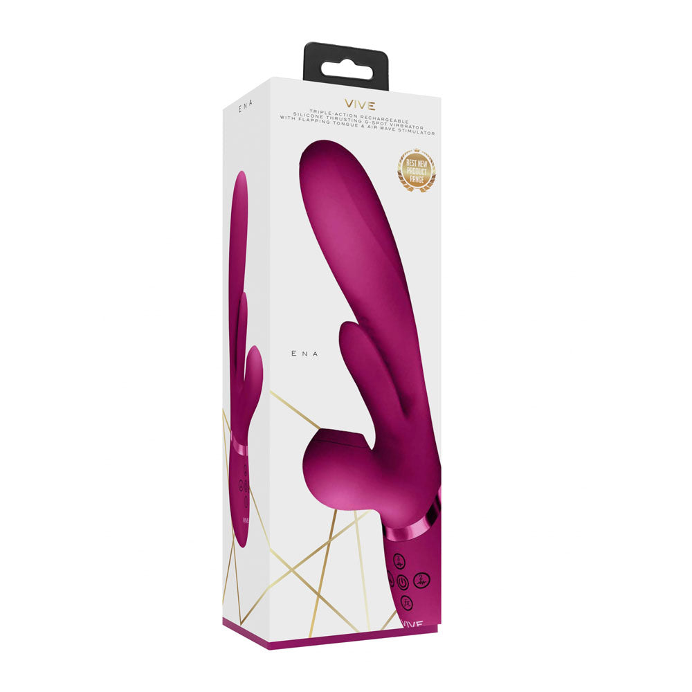 VIVE Ena Thrusting Vibrator - Flapping Shaft & Air Wave Stimulator | Waterproof & Quiet