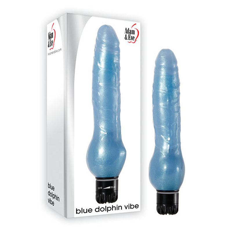Adam & Eve Blue Dolphin Vibrating Dildo - Veined Texture & Realistic Head