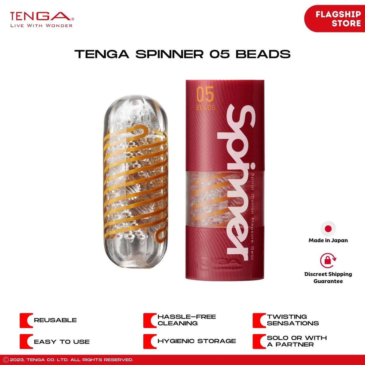 Tenga Spinner 05 Beads - Spiral Male Masturbation Sleeve with Lube Included