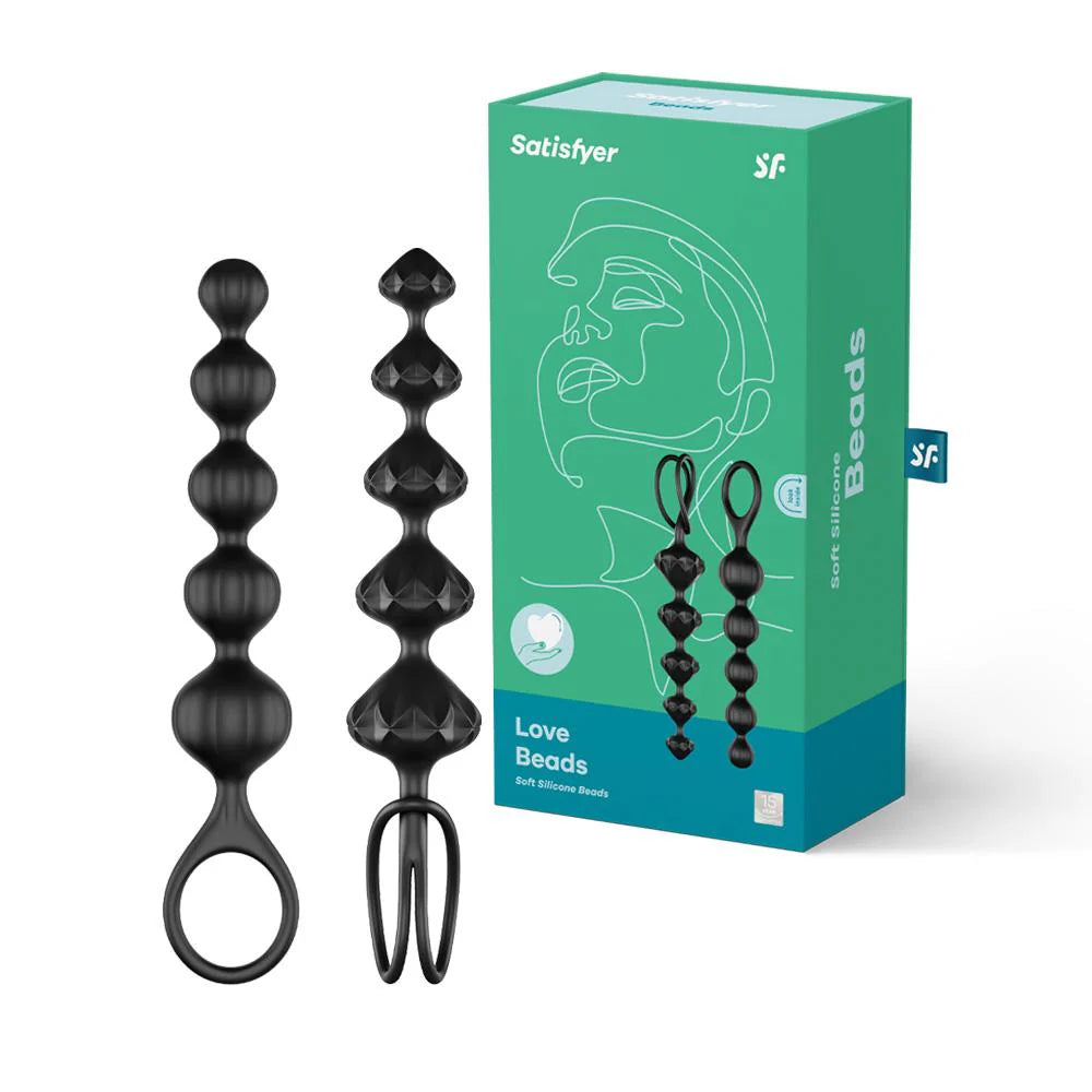 Satisfyer Love Beads – Black Silicone Anal Beads (Set of 2)