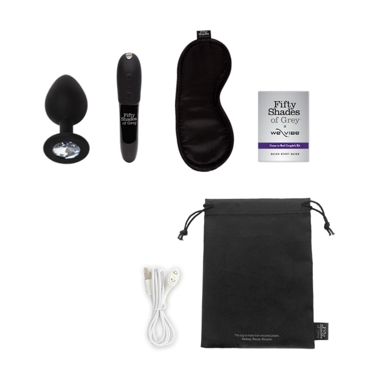 Fifty Shades x We-Vibe Tango X - Couples Kit with Bullet Vibrator, Butt Plug & Blindfold