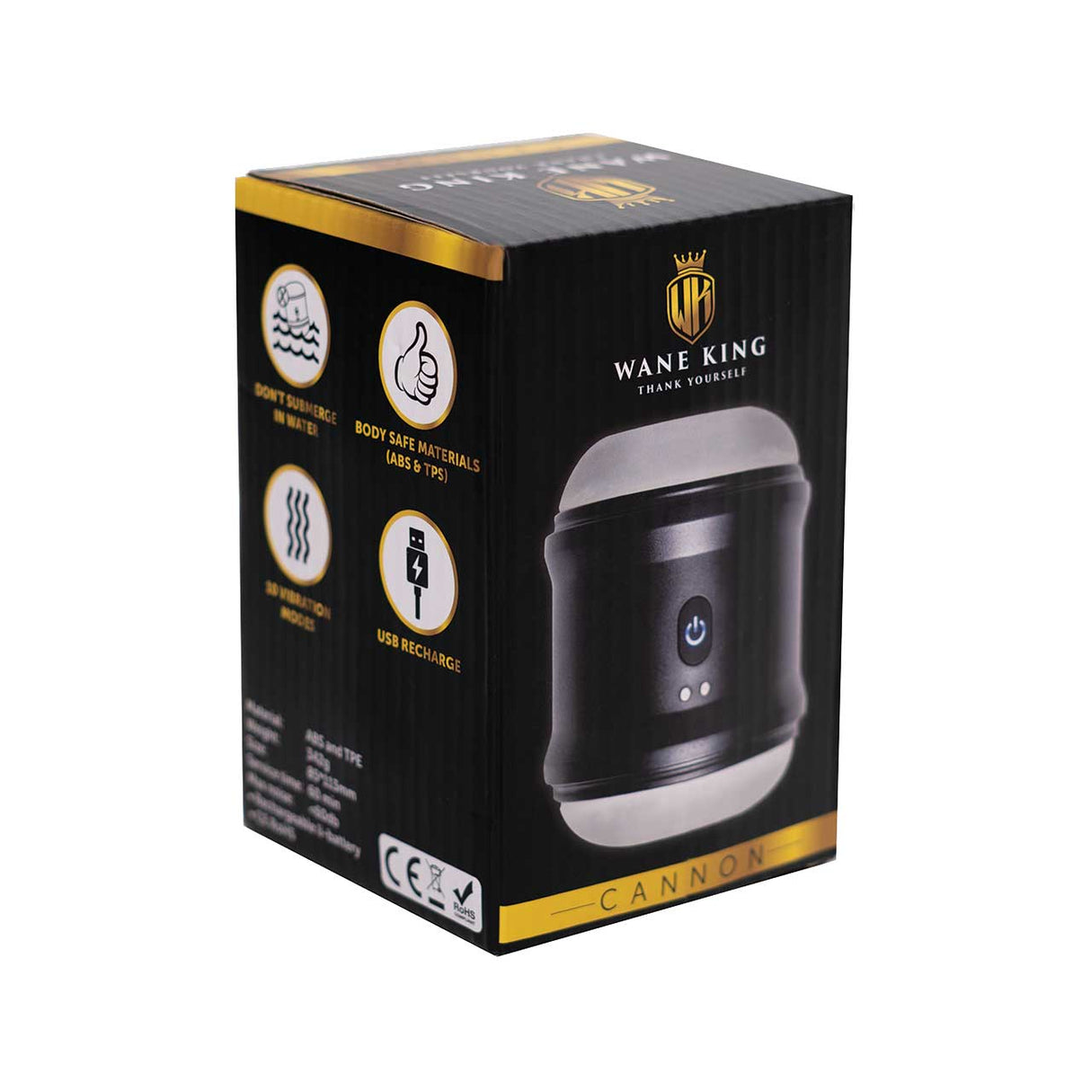 Wane King Cannon Auto Masturbator - 10 vibration modes & Removable silicone sleeve