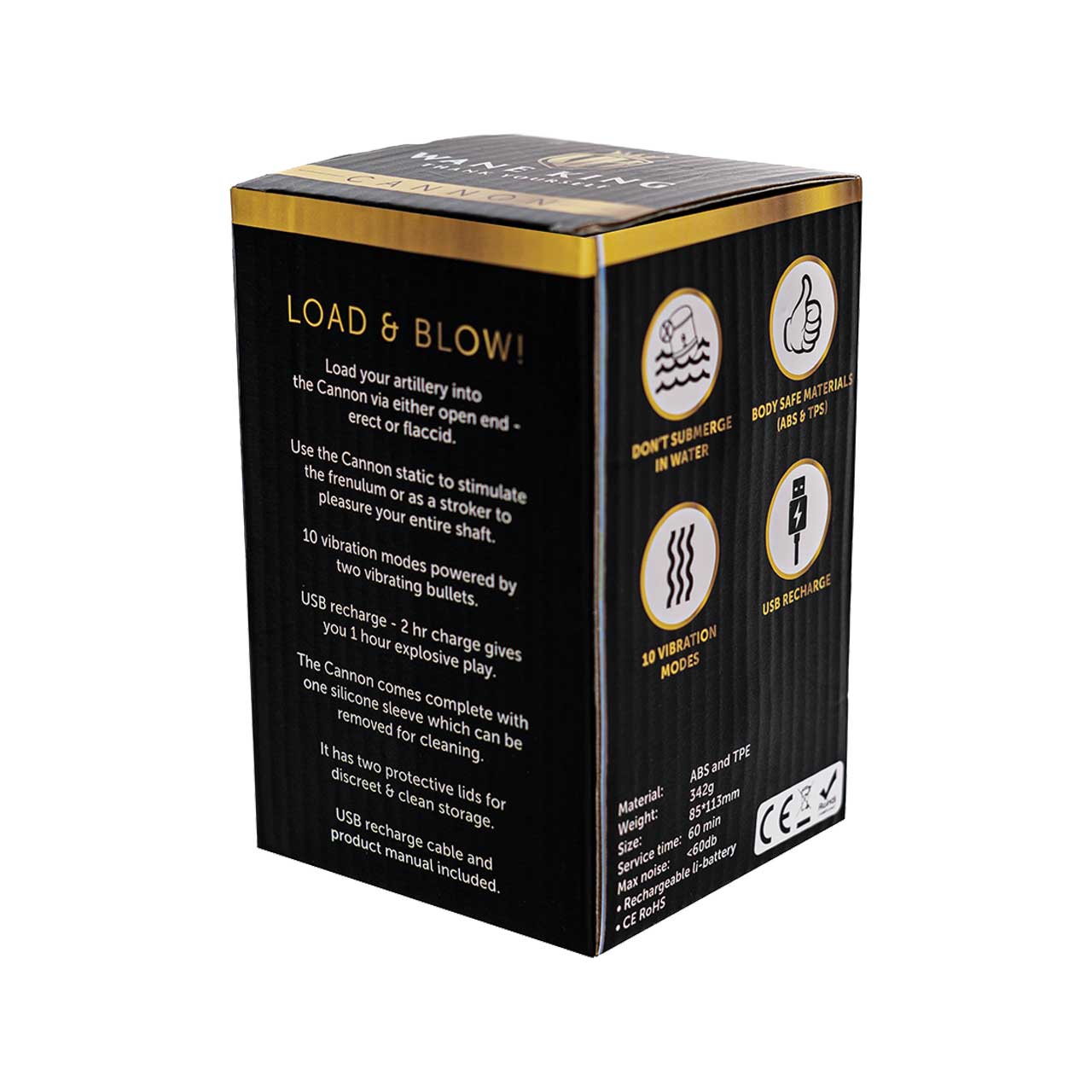 Wane King Cannon Auto Masturbator - 10 vibration modes & Removable silicone sleeve