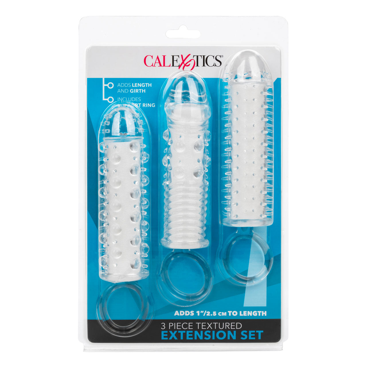 3 Piece Textured Extension Set | Ribbed Sleeves | Body-Safe