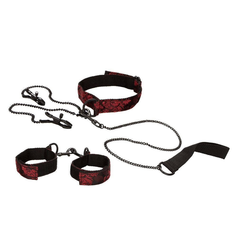 Scandal Submissive Kit - Adjustable Plush Coffs and Double-Sided Collar