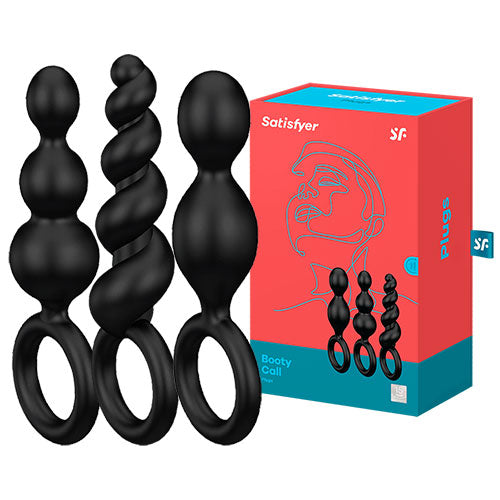 Satisfyer Booty Call – Black Silicone Butt Plug Set (3 Pieces)
