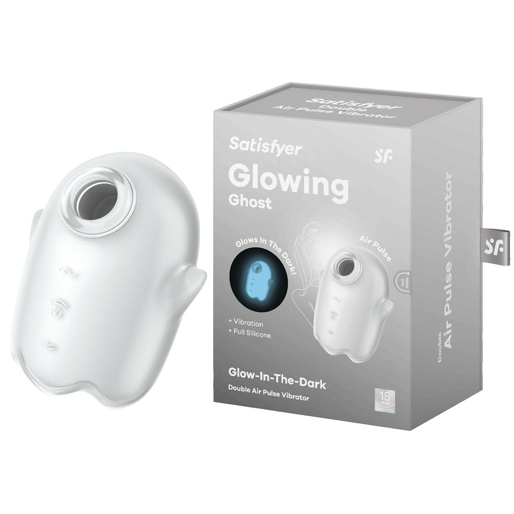 Satisfyer Glowing Ghost White | Air Pulse + Vibration | Glow-in-the-Dark | Body-Safe Silicone