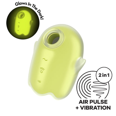 Satisfyer Glowing Ghost Yellow | Air Pulse + Vibration | Glow-in-the-Dark | Body-Safe Silicone
