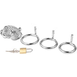 Pleasure Haven Coiled Metal Chastity Cage with 3 Ring Sizes - Waterproof