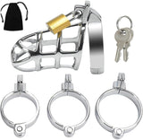 Pleasure Haven Metal Chastity Cage - Waterproof in Discreet Velvet Bag