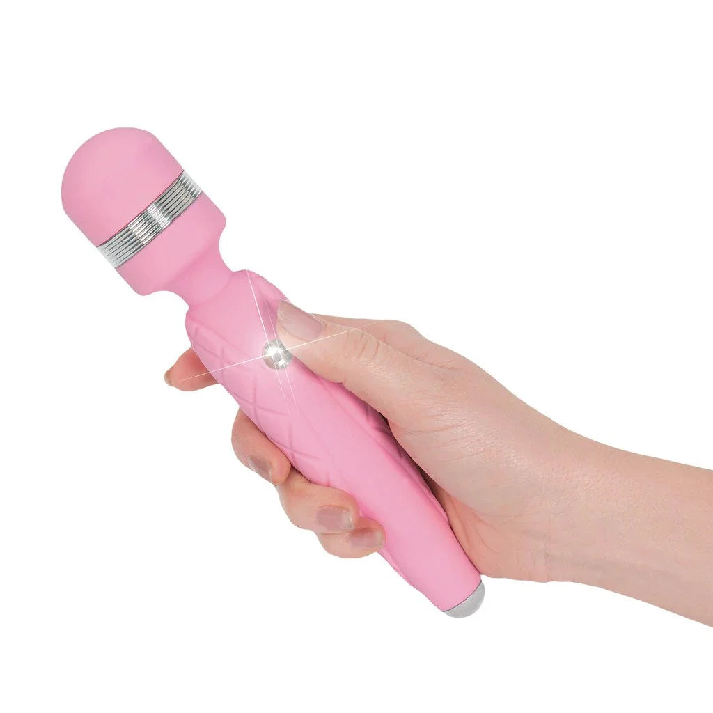 Cheeky Pillow Talk Petite Wand Massager (Pink) - Travel Lock, Flexible Head & Splash-proof