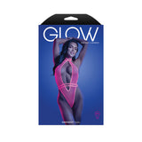 GLOW KNOCKOUT Plunge Halter Teddy - M/L - Glow in Dark Pink - M/L Size
